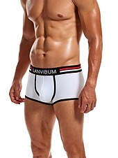 economico Boxer da uomo-Per uomo 2 pacchi Slip Poliestere Traspirante Morbido Color Block Vita normale Nero Bianco