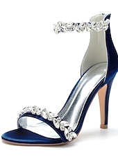 olcso Menyasszony-Luxus fehér menyasszonyi tűsarkú cipő templomi és hivatalos esküvőkre, kristályos bokapántos, nyitott orrú esküvői cipők menyasszonynak