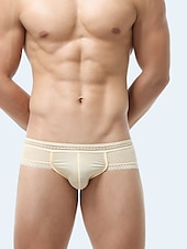 preiswerte Herrenunterwäsche &amp; -socken-Herren 3 Pack Slip Unterhosen Nylon Eis-Seide Waschbar Komfortabel Glatt Tiefe Hüfthöhe Oberflächenfarbe Schwarz