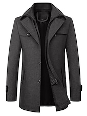 economico Trench da uomo-Per uomo Cappotto invernale Cappotto di lana Cappotto Attività commerciale Abbigliamento da lavoro Inverno Lana Antivento Caldo Capispalla Abbigliamento Essenziale Indicato per i polsi Tinta unita