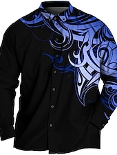 economico Camicie taglie forti da uomo-Per uomo Plus Size Camicia Grande e alto Stampe astratte Collo ripiegabile Stampa Manica lunga Primavera estate Sportivo Di tendenza Streetwear Originale Esterno Strada Top