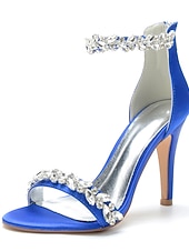 olcso Menyasszony-Luxus fehér menyasszonyi tűsarkú cipő templomi és hivatalos esküvőkre, kristályos bokapántos, nyitott orrú esküvői cipők menyasszonynak