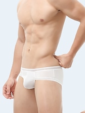 preiswerte Herrenunterwäsche &amp; -socken-Herren 3 Pack Slip Unterhosen Nylon Eis-Seide Waschbar Komfortabel Glatt Tiefe Hüfthöhe Oberflächenfarbe Schwarz