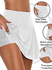 お買い得  スポーツドレスとスカート-女性用 テニススカート ゴルフスカート サイドポケット 2 イン 1 日焼け防止 ヨガ フィットネス テニス スコート ルビーレッド バーガンディー パープル スパンデックス スポーツ アクティブウェア 高弾性