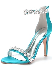 olcso Menyasszony-Luxus fehér menyasszonyi tűsarkú cipő templomi és hivatalos esküvőkre, kristályos bokapántos, nyitott orrú esküvői cipők menyasszonynak