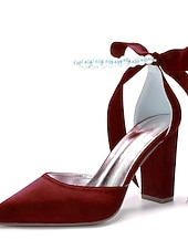 economico Damigella d&amp;#39;onore-Scarpe da sposa con tacco a blocco, cinturino alla caviglia, punta a punta, da damigella d'onore in raso avorio con fiocco e cinturino alla caviglia