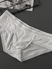 preiswerte Herrenunterwäsche &amp; -socken-Herren 3 Pack Slip Unterhosen Nylon Eis-Seide Waschbar Komfortabel Glatt Tiefe Hüfthöhe Oberflächenfarbe Schwarz