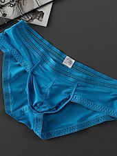 preiswerte Herrenunterwäsche &amp; -socken-Herren 3 Pack Slip Unterhosen Nylon Eis-Seide Waschbar Komfortabel Glatt Tiefe Hüfthöhe Oberflächenfarbe Schwarz