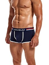 economico Boxer da uomo-Per uomo 2 pacchi Slip Poliestere Traspirante Morbido Color Block Vita normale Nero Bianco