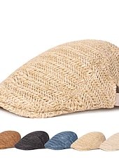 tanie Czapki męskie-Męskie Kaszkiet Kapelusz słomkowy Czarny Kremowy Poliester Moda Moda miejska Elegancki Moda z lat dwudziestych Na zewnątrz Codzienny Wyjściowe Równina Oddychalność