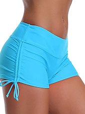 billiga Bikiniunderdelar-Dam Badkläder Bikiniunderdel Shorts Baddräkt Snörning Snabbtorkande Grundläggande Ensfärgat Slät Ärmlös Baddräkter