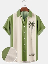 economico Piante tropicali-Per uomo Color Block Albero di cocco Piante tropicali Camicia Camicia hawaiana Camicia da bowling Manica corta Camicia Collo ripiegabile Di tendenza Stile anni &#039;50 Comodo Da mare Strada Per uscire