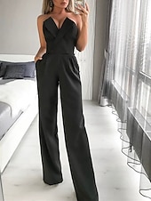ieftine Pantaloni și salopete-Salopete Rochii de Invitată la Nuntă Rochie Tuxedo Rochii Rompers Petrecere Rochie pentru Nuntă Lungime de Podea fără Mâneci Fără Mâneci din Material Elastic cu Buzunar