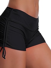 billiga Bikiniunderdelar-Dam Badkläder Bikiniunderdel Shorts Baddräkt Snörning Snabbtorkande Grundläggande Ensfärgat Slät Ärmlös Baddräkter