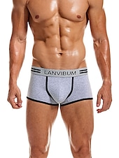 economico Boxer da uomo-Per uomo 2 pacchi Slip Poliestere Traspirante Morbido Color Block Vita normale Nero Bianco