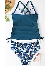 cheap Tankinis-Women&#039;s Normal Swimwear Tankini 2 Piece Shorts Swimsuit Halter 2 Piece Printing Beach Wear Summer Leopard Sleeveless Bathing Suits