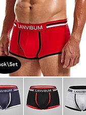 economico Boxer da uomo-Per uomo 2 pacchi Slip Poliestere Traspirante Morbido Color Block Vita normale Nero Bianco