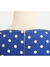 abordables Vestidos-Vestido de Años 50 con Lunares Vestido Retro Vintage de los 1950 Disfraces de Grease Vestido de Vacaciones Vestido de Campana Disfraz de Cosplay para Mujeres Vestido Diario Casual Máscara