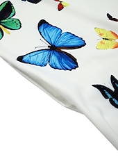 cheap Art&amp;Design Dress-Women&#039;s Maxi Dress  Shift Dress Swing Dress Long Dress Green Blue Grey White Black Long Sleeve Feather Butterfly Pocket Print Summer Spring V Neck Stylish Casual Dress 2023 S M L XL XXL XXXL 4XL 5XL