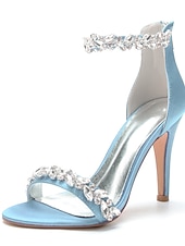 olcso Menyasszony-Luxus fehér menyasszonyi tűsarkú cipő templomi és hivatalos esküvőkre, kristályos bokapántos, nyitott orrú esküvői cipők menyasszonynak