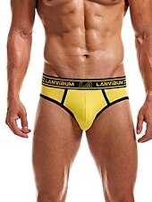 お買い得  メンズブリーフ下着-男性用 2パック ブリーフ ポリエステル 高通気性 ソフト カラーブロック ミディアムウエスト ブラック ホワイト
