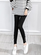 olcso Sima leggings-női leggings egyszínű fekete fehér divatos bokáig érő alkalmi napi