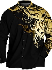 economico Camicie taglie forti da uomo-Per uomo Plus Size Camicia Grande e alto Stampe astratte Collo ripiegabile Stampa Manica lunga Primavera estate Sportivo Di tendenza Streetwear Originale Esterno Strada Top