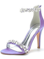 olcso Menyasszony-Luxus fehér menyasszonyi tűsarkú cipő templomi és hivatalos esküvőkre, kristályos bokapántos, nyitott orrú esküvői cipők menyasszonynak