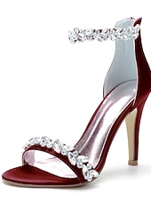 olcso Menyasszony-Luxus fehér menyasszonyi tűsarkú cipő templomi és hivatalos esküvőkre, kristályos bokapántos, nyitott orrú esküvői cipők menyasszonynak