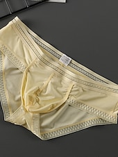 preiswerte Herrenunterwäsche &amp; -socken-Herren 3 Pack Slip Unterhosen Nylon Eis-Seide Waschbar Komfortabel Glatt Tiefe Hüfthöhe Oberflächenfarbe Schwarz