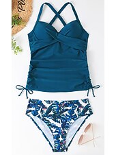 cheap Tankinis-Women&#039;s Normal Swimwear Tankini 2 Piece Shorts Swimsuit Halter 2 Piece Printing Beach Wear Summer Leopard Sleeveless Bathing Suits