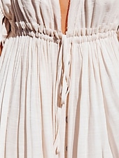 abordables Robes décontractées blanches-robe soirée Robe casual Robe Évasée Femme robe longue Couleur monochrome Mode Décontractées Extérieur du quotidien Vacances A Volants Dos Nu Manche Courte Col V Robe Ample Vert militaire Blanche Rouge