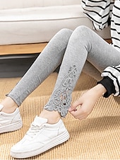olcso Sima leggings-női leggings egyszínű fekete fehér divatos bokáig érő alkalmi napi