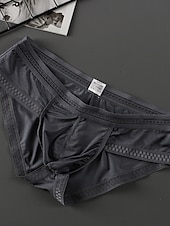 preiswerte Herrenunterwäsche &amp; -socken-Herren 3 Pack Slip Unterhosen Nylon Eis-Seide Waschbar Komfortabel Glatt Tiefe Hüfthöhe Oberflächenfarbe Schwarz
