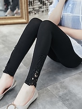 olcso Sima leggings-női leggings egyszínű fekete fehér divatos bokáig érő alkalmi napi