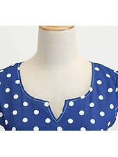 abordables Vestidos-Vestido de Años 50 con Lunares Vestido Retro Vintage de los 1950 Disfraces de Grease Vestido de Vacaciones Vestido de Campana Disfraz de Cosplay para Mujeres Vestido Diario Casual Máscara