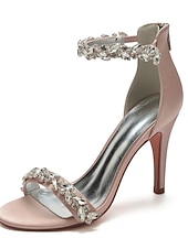 olcso Menyasszony-Luxus fehér menyasszonyi tűsarkú cipő templomi és hivatalos esküvőkre, kristályos bokapántos, nyitott orrú esküvői cipők menyasszonynak