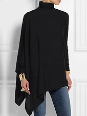 cheap Art&amp;Design tee-Women&#039;s T shirt Long Sleeve Plus Size Shirt Blouse Basic Butterfly Print Long Sleeve Regular Tops Turtleneck High Neck Casual Silver Black White Yellow Gray Spring Fall Prefall