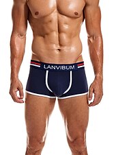 economico Boxer da uomo-Per uomo 2 pacchi Slip Poliestere Traspirante Morbido Color Block Vita normale Nero Bianco