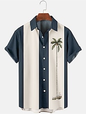 economico Piante tropicali-Per uomo Color Block Albero di cocco Piante tropicali Camicia Camicia hawaiana Camicia da bowling Manica corta Camicia Collo ripiegabile Di tendenza Stile anni &#039;50 Comodo Da mare Strada Per uscire