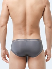 preiswerte Herrenunterwäsche &amp; -socken-Herren 3 Pack Slip Unterhosen Nylon Eis-Seide Waschbar Komfortabel Glatt Tiefe Hüfthöhe Oberflächenfarbe Schwarz
