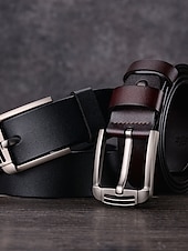 billige Belter til herrer-Herre Lærbelte Klassisk Jean Belt Svart kaffe dermis Retro Rød Tradisjonell عادي Dagligdagstøy Ut på byen Helg