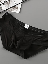 preiswerte Herrenunterwäsche &amp; -socken-Herren 3 Pack Slip Unterhosen Nylon Eis-Seide Waschbar Komfortabel Glatt Tiefe Hüfthöhe Oberflächenfarbe Schwarz