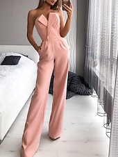 ieftine Pantaloni și salopete-Salopete Rochii de Invitată la Nuntă Rochie Tuxedo Rochii Rompers Petrecere Rochie pentru Nuntă Lungime de Podea fără Mâneci Fără Mâneci din Material Elastic cu Buzunar