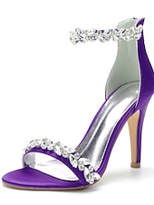 olcso Menyasszony-Luxus fehér menyasszonyi tűsarkú cipő templomi és hivatalos esküvőkre, kristályos bokapántos, nyitott orrú esküvői cipők menyasszonynak