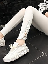 olcso Sima leggings-női leggings egyszínű fekete fehér divatos bokáig érő alkalmi napi