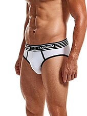 お買い得  メンズブリーフ下着-男性用 2パック ブリーフ ポリエステル 高通気性 ソフト カラーブロック ミディアムウエスト ブラック ホワイト
