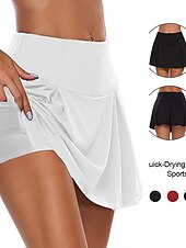 お買い得  スポーツドレスとスカート-女性用 テニススカート ゴルフスカート サイドポケット 2 イン 1 日焼け防止 ヨガ フィットネス テニス スコート ルビーレッド バーガンディー パープル スパンデックス スポーツ アクティブウェア 高弾性