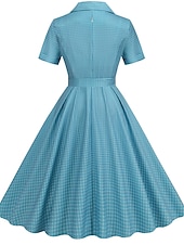 levne Šaty-Retro 50. léta Rockabilly Ke kolenům Houpací šaty Flare šaty Košilové šaty S páskem Pléd Dámské Karneval Plesová maškaráda Čajový dýchánek Běžné / Denní Retro tematická párty Dospělé Šaty Jaro léto