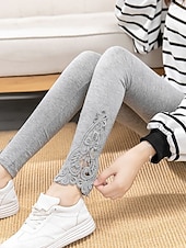  Per donna Leggings Pantaloncini Capri Leggings comodi Moda stile della nonna costiera Lunghezza al polpaccio Tinta unita Pizzo Comodità Elasticizzato Casual Quotidiano Nero Bianco Grigio